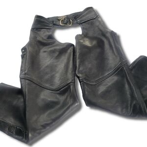 UNISEX Soft Leather Motorcycle Chaps R & S Leatherwear US Waist 33" VTG